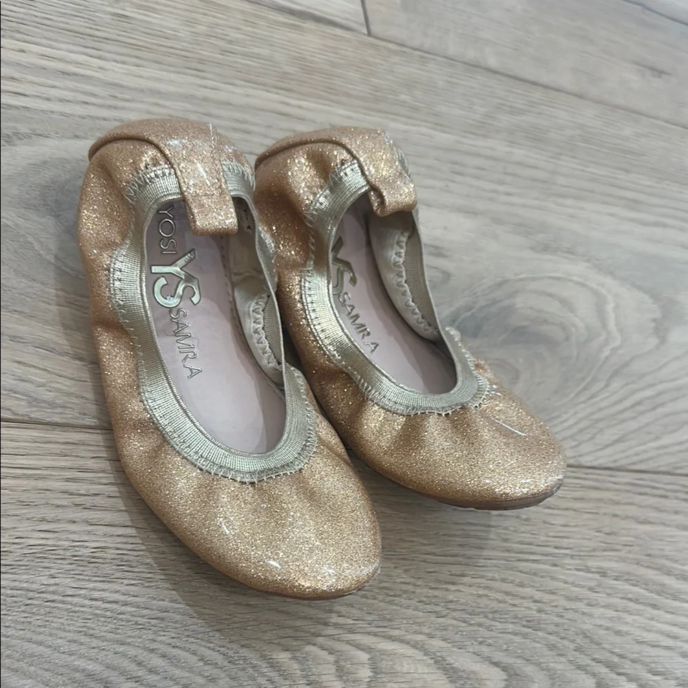 Yosi Samra Gold Kids Ballet Flats 13 sparkly